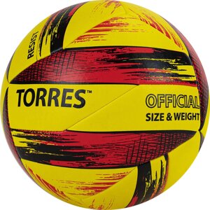 Мяч волейбольный Torres Resist V321305, р. 5, синт. кожа (ПУ), гибрид, бут. кам. желто-красно-черный
