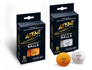 Мячи для настольного тенниса Atemi 3* оранжевый., 6 шт