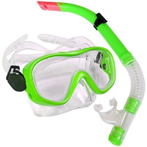 Набор для плавания маска+трубка Sportex E33109-2 зеленый, ПВХ)