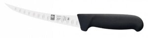 Нож обвалочный 150/290мм изогнутый узкое лезвие с бороздками черный SAFE Icel | 28100.3854000.150