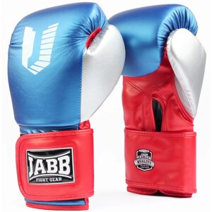 Перчатки боксерские (иск. кожа) 10ун Jabb JE-4081/US Ring синий\красный\серебро