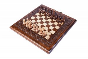 Шахматы + нарды резные Haleyan Армянский Орнамент 30 kh137-3