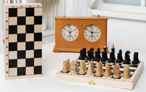 Шахматы обиходные деревянные с дорожной деревянной доской quot; Классика quot; 450-20