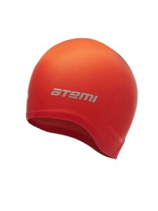 Шапочка для плавания Atemi силикон (c ушами), EC102 красная