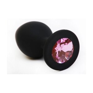 4Sexdream чёрная силиконовая анальная пробка с кристаллом, 8.2х3.5 см (розовый)