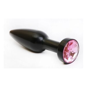 4Sexdream чёрный металлическая анальная пробка с кристаллом в основании, 11.2х2.9 см (розовый)