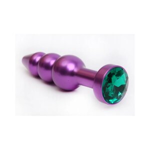4Sexdream фиолетовая металлическая анальная пробка ёлочка с кристаллом в основании, 11.2х2.9 см (зелёный)