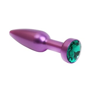 4Sexdream фиолетовая металлическая анальная пробка с кристаллом в основании, 11.2х2.9 см (изумрудный)