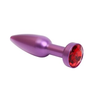 4Sexdream фиолетовая металлическая анальная пробка с кристаллом в основании, 11.2х2.9 см (красный)