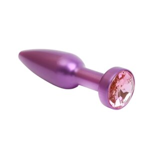 4Sexdream фиолетовая металлическая анальная пробка с кристаллом в основании, 11.2х2.9 см (розовый)