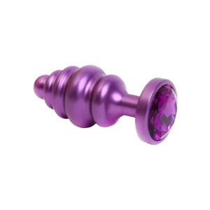4Sexdream фиолетовый фигурная металлическая анальная пробка с кристаллом в основании, 8.2х3.5 см (фиолетовый)