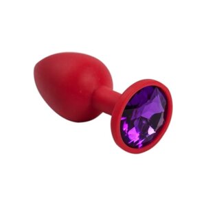 4Sexdream красная анальная силиконовая пробка с стразом, 7.5х2.8 см (фиолетовый)