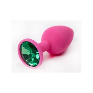 4Sexdream розовая силиконовая анальная пробка с кристаллом, 8.2х3.5 см (зелёный)