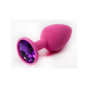 4Sexdream силиконовая розовая анальная пробка с кристаллом, 7х2.8 см (фиолетовый)