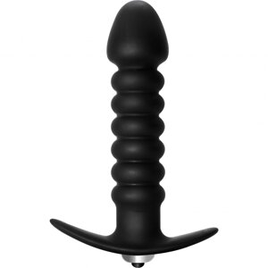 Анальная пробка с вибрацией Twisted Anal Plug - 13 см (чёрный)