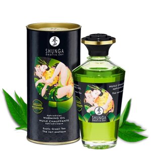 Ароматизированное массажное масло с афродизиаком Shunga - Warming Oil 100 мл (зелёный чай)
