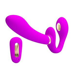 Baile - безремневой страпон с вибрацией, 22,5х3,8 см (розовый)