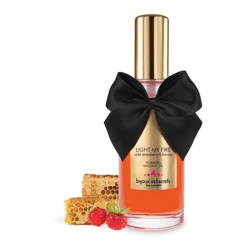 Bijoux Indiscrets Light My Fire - Wild Strawberry & Honey - разогревающее массажно масло с ароматом клубники и мёда, 100 мл
