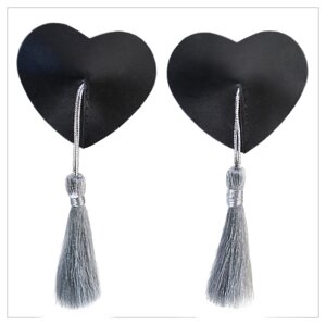 Биоклон - Пэстис в форме сердечек с серебристыми кисточками (чёрный)