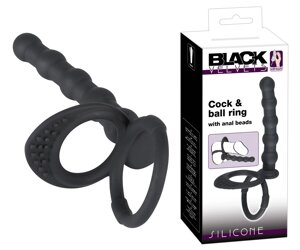 Black Velvets Cock & Ball ring - Насадка на пенис для двойного проникновения, 12.5х2.3 см