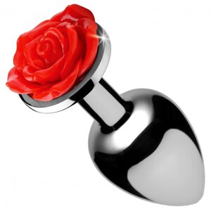 Booty Sparks Red Rose Butt Plug анальная пробка с красной розой, 4.3х2.5 см