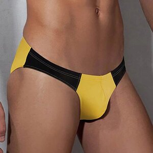 Doreanse стильные спортивные мужские трусы-микро, XL (чёрный с желтым)