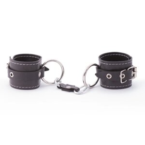 Двухслойные наручники из натуральной кожи с белой строчкой, арт. сн-1011