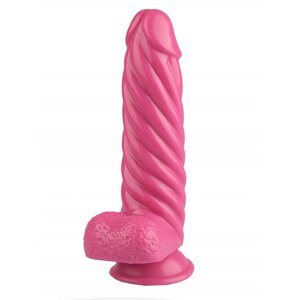 Джага-Джага - Фаллоимитатор с витым рельефом, 21х5 см (розовый)