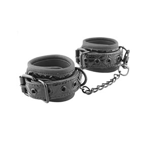 Erokay - Чёрные кожаные наручники с геометрическим узором