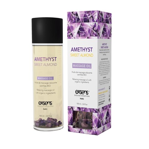 Exsens Amethyst Sweet Almond - Органическое массажное масло с камнями, 100 мл (миндаль)