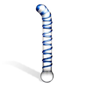 Glas G-Spot Glass Dildo - изогнутый стеклянный фаллоимитатор, 17х3.2 см