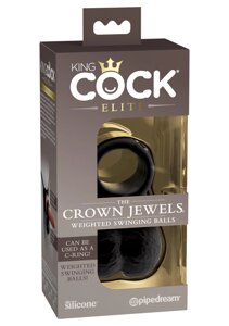 King Cock Ellite The Crown Jewels - Кольцо на пенис с яичками, 10.8 см (черный)