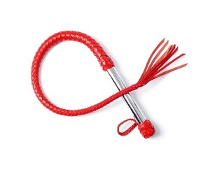 Красная однохвостая плеть с хромированной ручкой