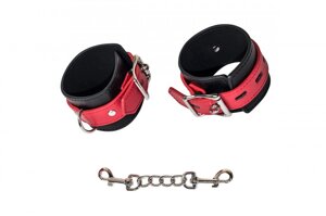 Lola Games Party Hard Prelude наручники с ремнями и пряжками, 32 см (чёрный с красным)