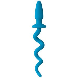 Oinkz! Анальная пробка с хвостом-спиралью, 8,9х4,4 см (голубой)
