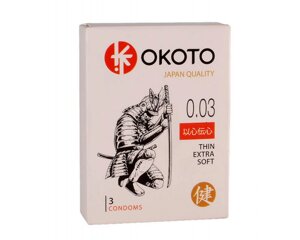 OKOTO Thin Exstra Soft - Презервативы с гладкой поверхностью, 18 см 3 шт