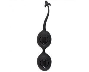 ORION Black velvets - Шарики вагинальные с сердечками, 18 см (черный)