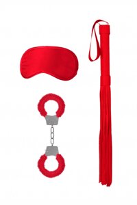 Ouch! Introductory Bondage Kit #1 набор БДСМ аксессуаров: наручники, плеть и маска (красный)