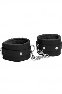 Ouch! Plush Leather Ankle Cuffs наножники (оковы, фиксаторы), 33х5 см (серый)
