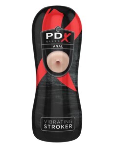 PDX ELITE Vibrating Anal Stroker - Мастурбатор-анус в тубе с вибрацией, 16.5 см (телесный)