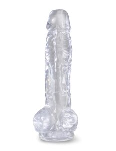 PipeDream King Cock 8" Clear - Фаллоимитатор реалистик с мошонкой, 22.2х5.1 см (прозрачный)