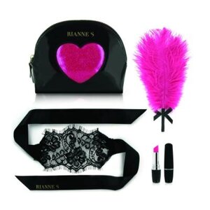 Rianne S Kit d'Amour эротический набор: вибропуля, перышко, маска, чехол-косметичка (черный)