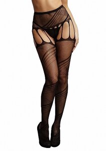 Shots Media Crotchless Cut-Out Pantyhose - Колготки с имитацией чулок (S-L)