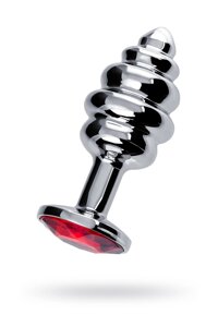 Штучки-Дрючки - Анальная пробка с красным кристаллом, 7 см (серебристый)