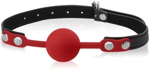 Силиконовый кляп-шар на чёрных ремешках Red Gag silicone, 4 см