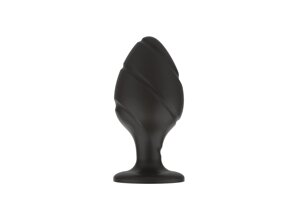 Свободный Ассортимент силиконовая анальная пробка с косым рельефом, М 7,2 см (чёрный)