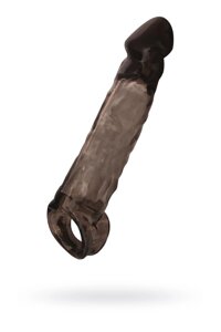 ToyFa - Чёрная насадка на пенис с подхватом, 19,5 см