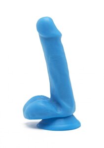 Яркий фаллоимитатор на присоске Happy Dicks Dildo - 15 см (голубой)