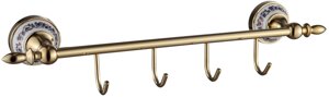 Аксессуар для ванной Savol S-06874B Планка с крючками (4 крючка)
