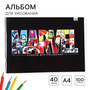 Альбом для рисования а4, 40 листа 100 г/м²на скрепке, мстители